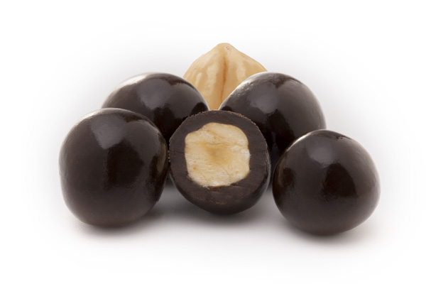 Dark chocolate coated hazelnut