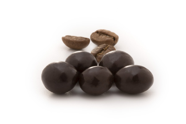 Dark chocolate coated coffee bean