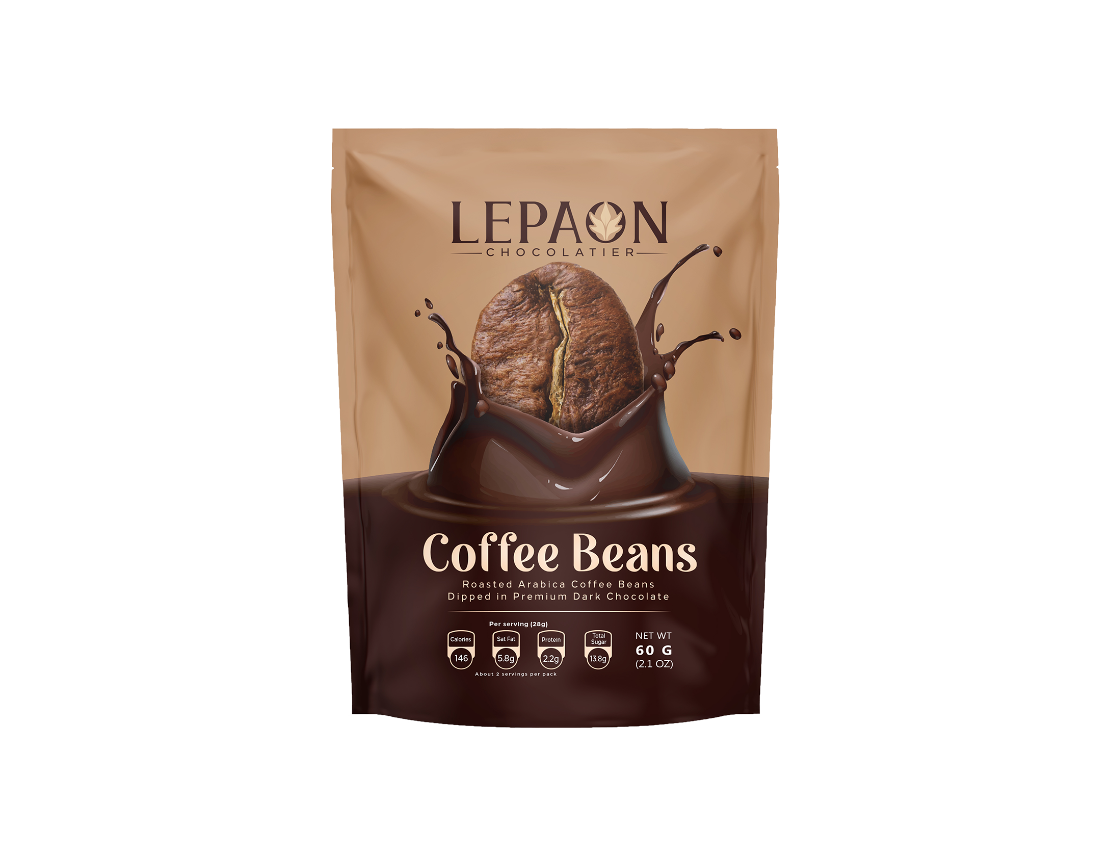 Dark chocolate coated coffee beans